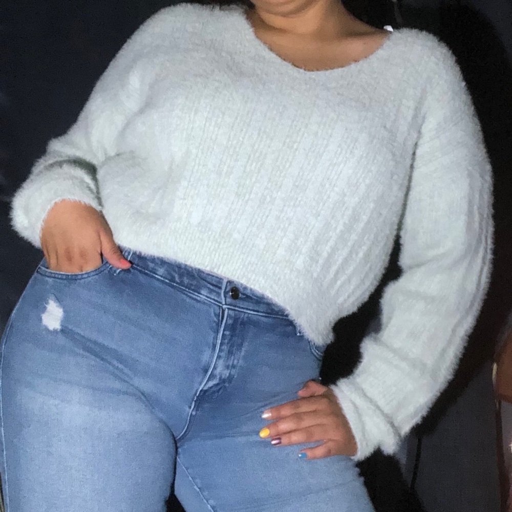 Cropped Fuzzy Sweater - Picture 2 of 2
